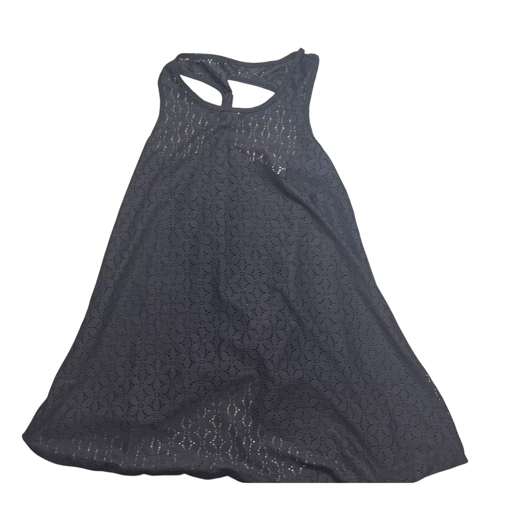 Justice Swim Coverup Black Pointelle Knit Crochet Keyhole Casual Kids Size S 7/8